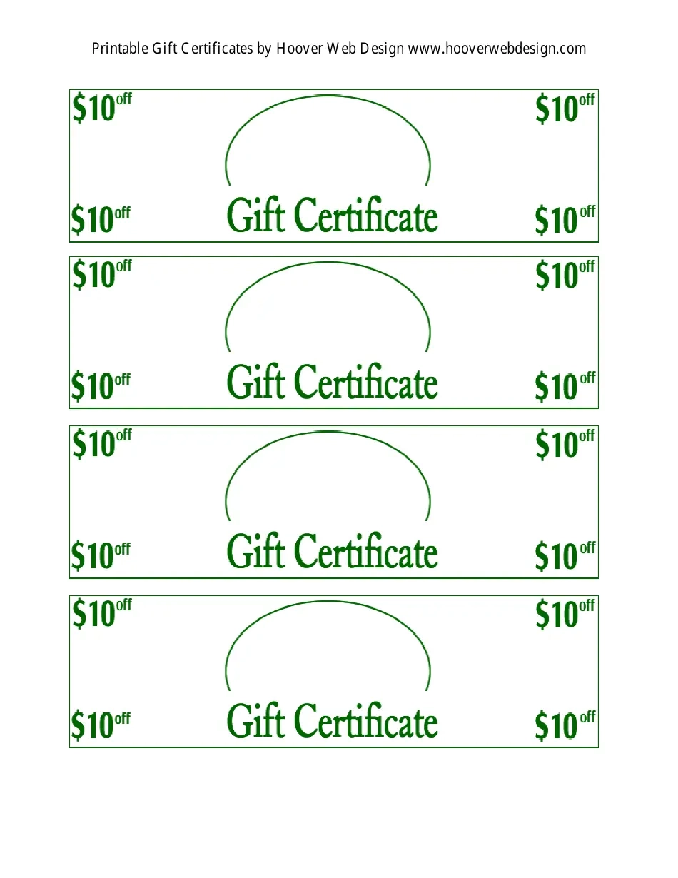 10 Dollars Off Gift Certificate Templates Download Printable PDF Templateroller