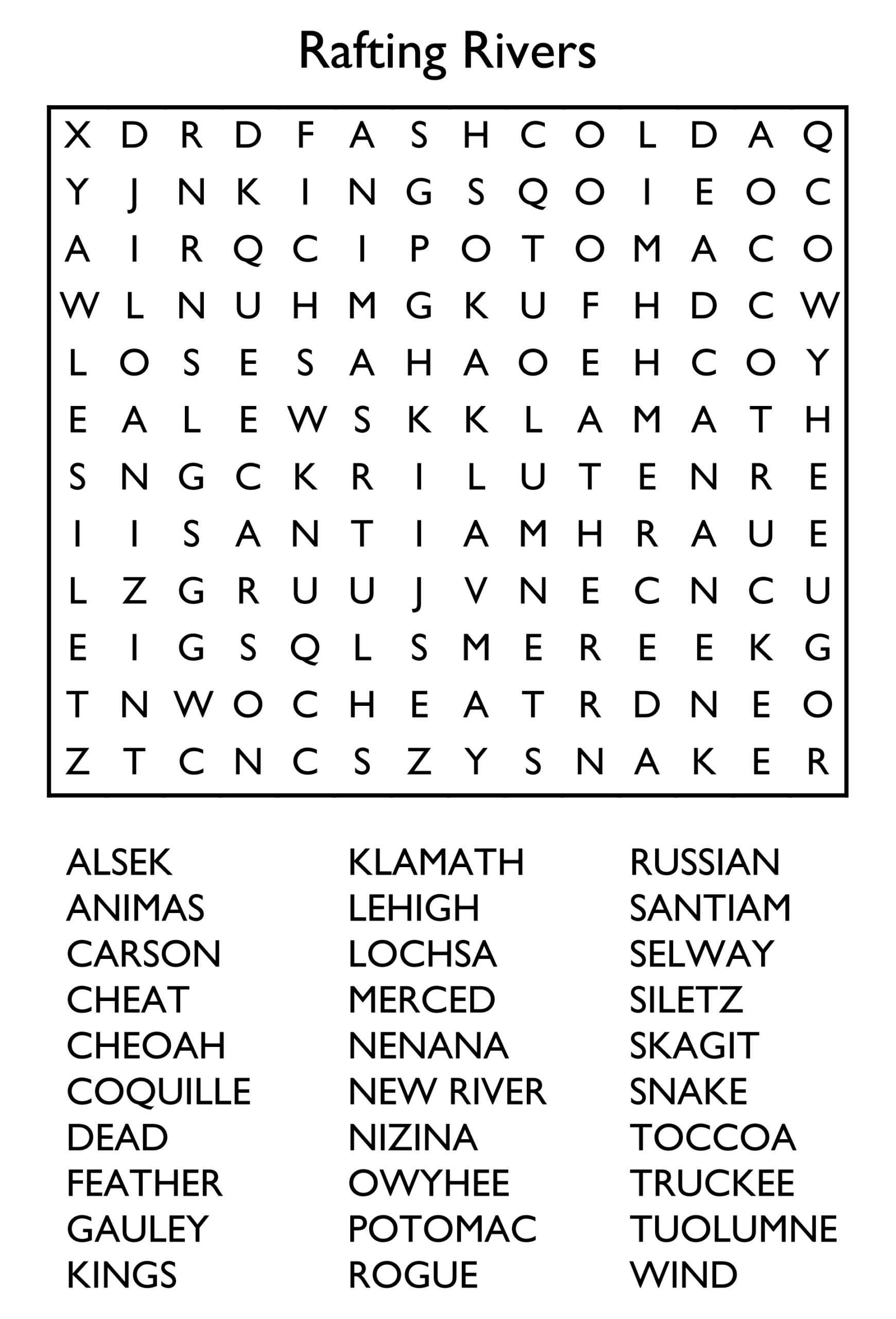 Word Search Crossword Puzzles Printable