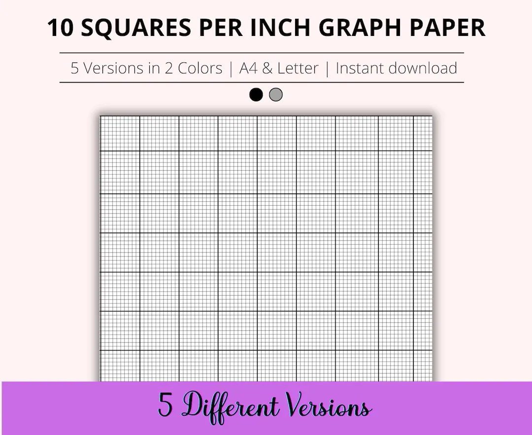 10 Squares Per Inch Graph Paper Bundle Printable Cross Stitch Paper Printable Grid Paper Squared 10 X 10 Graph Paper Instant Download Etsy