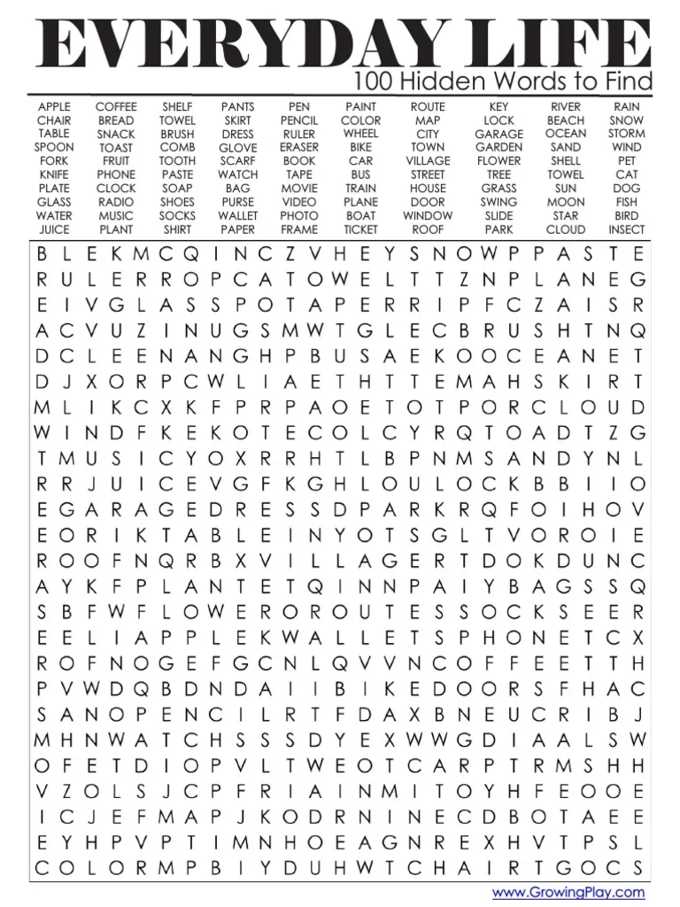 100 Hard Word Search Everyday Life PDF