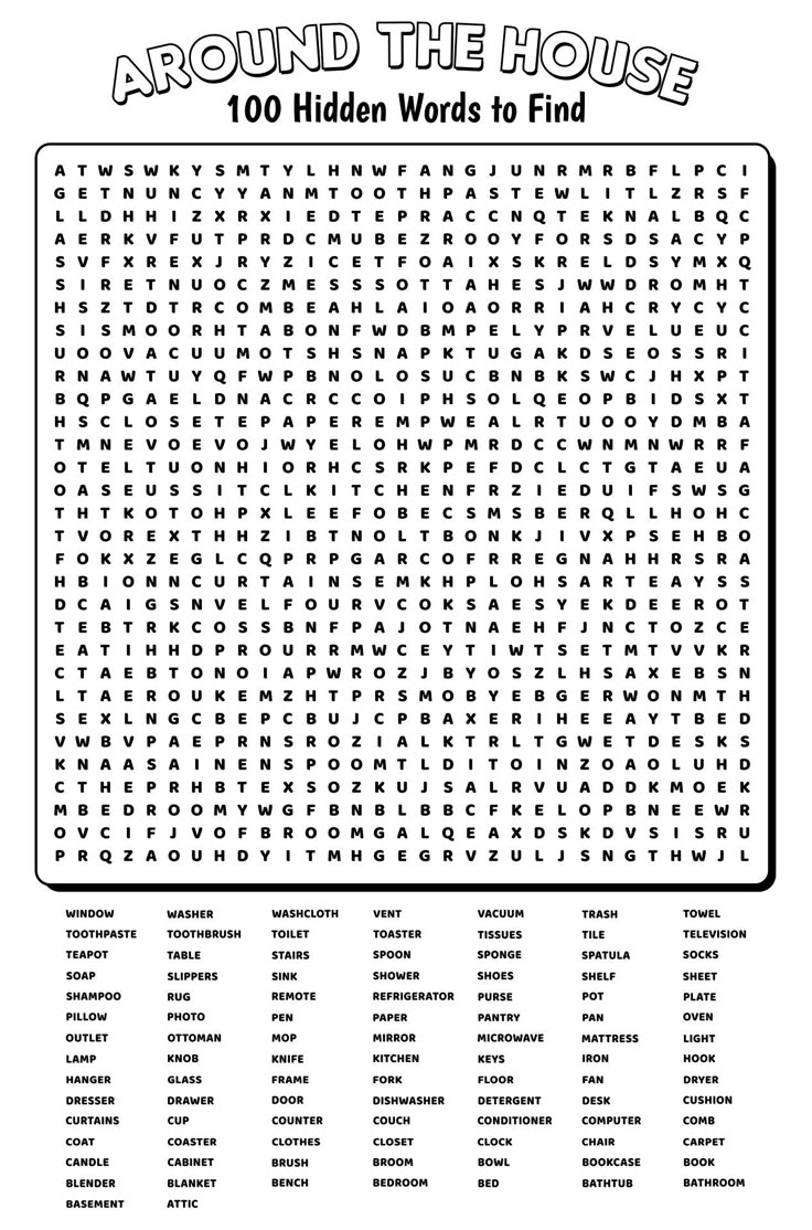 100 Word Word Search Puzzles Printable
