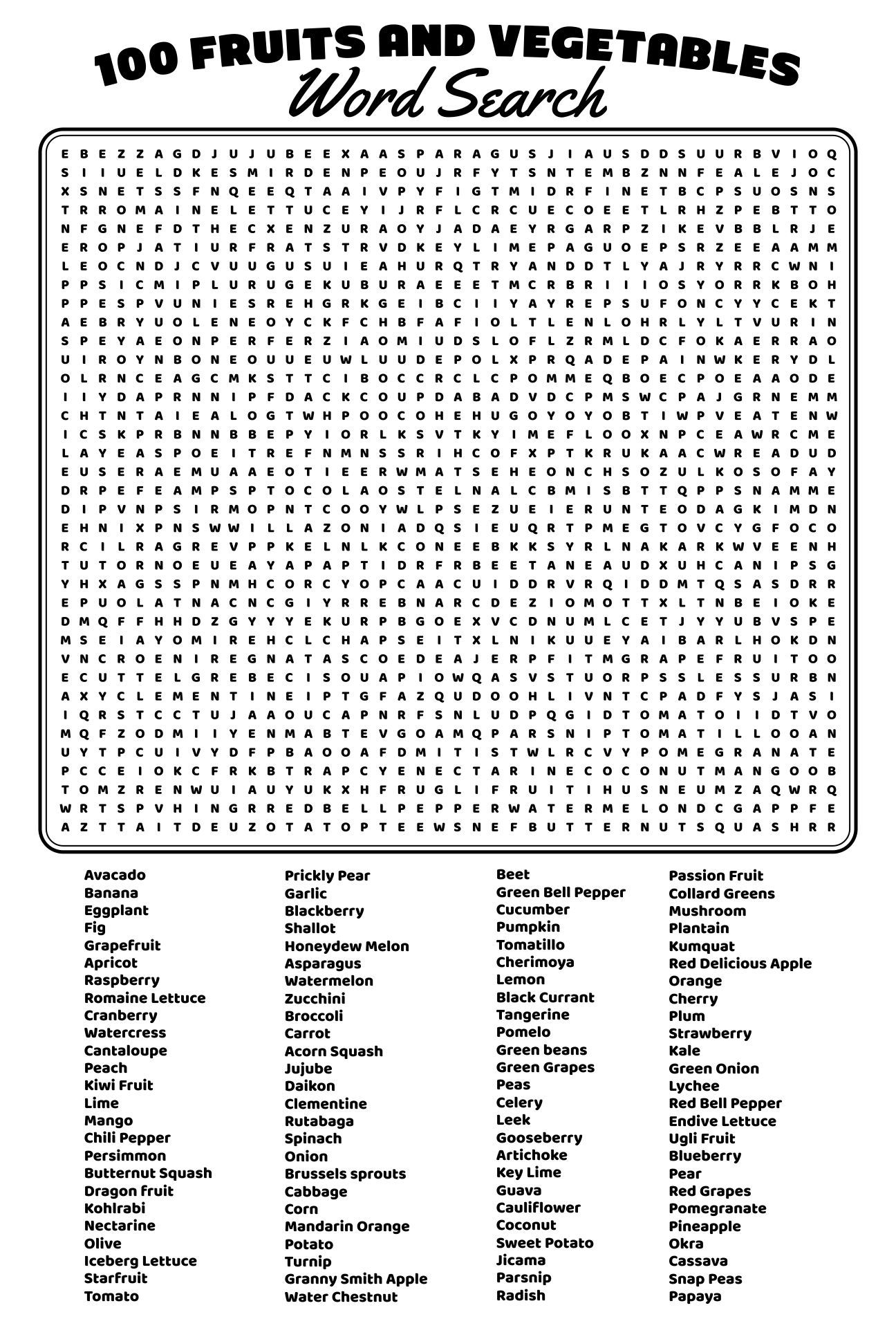 100 Hard Word Search Puzzles Printable Pdf Free Download