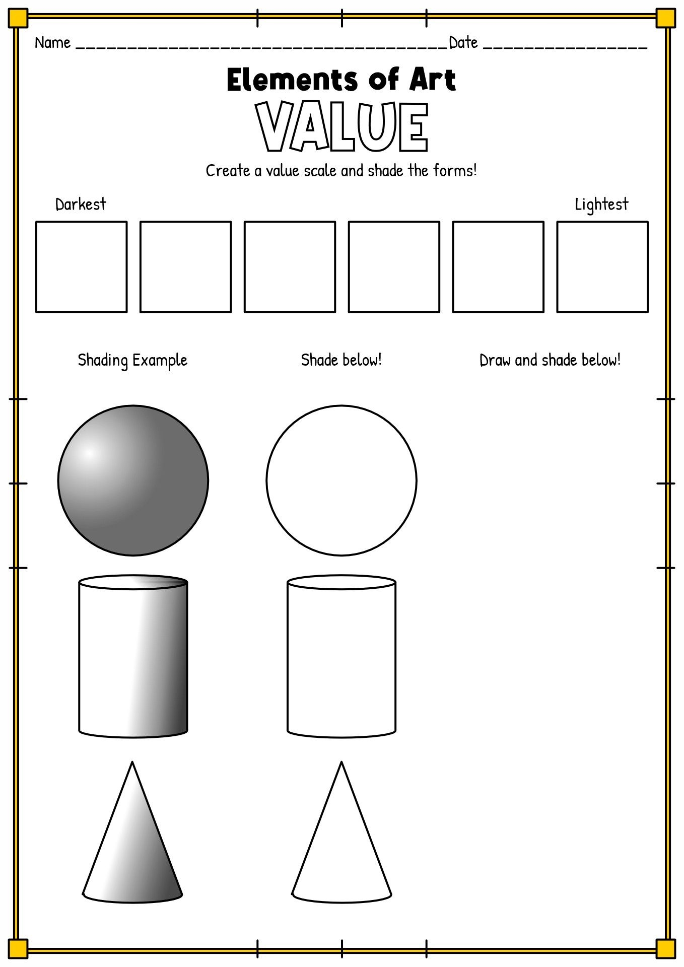 11 Shading Art Worksheets