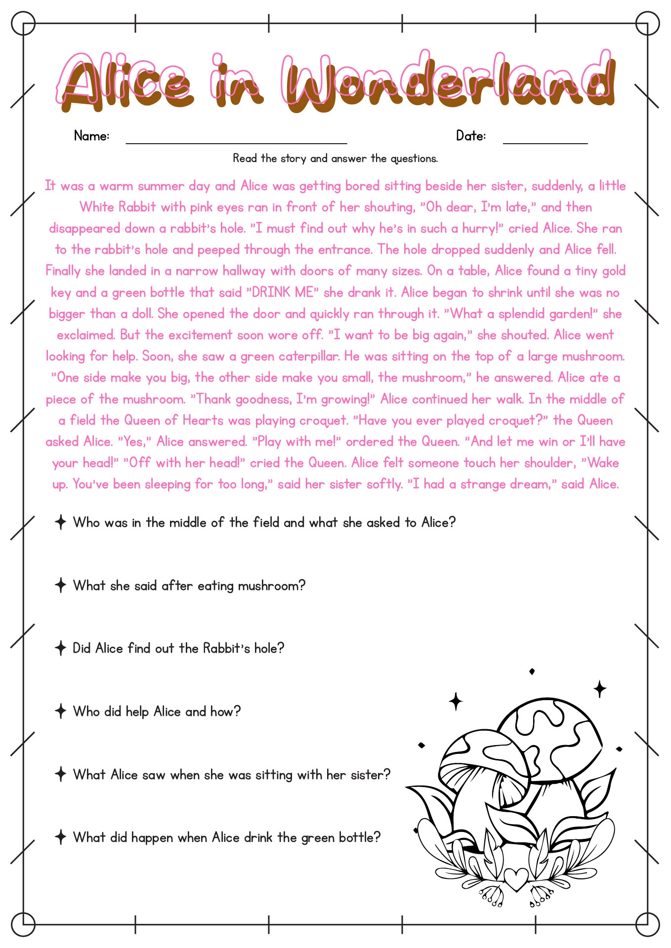 Free Printable Reading Comprehension Worksheets For 4th Graders