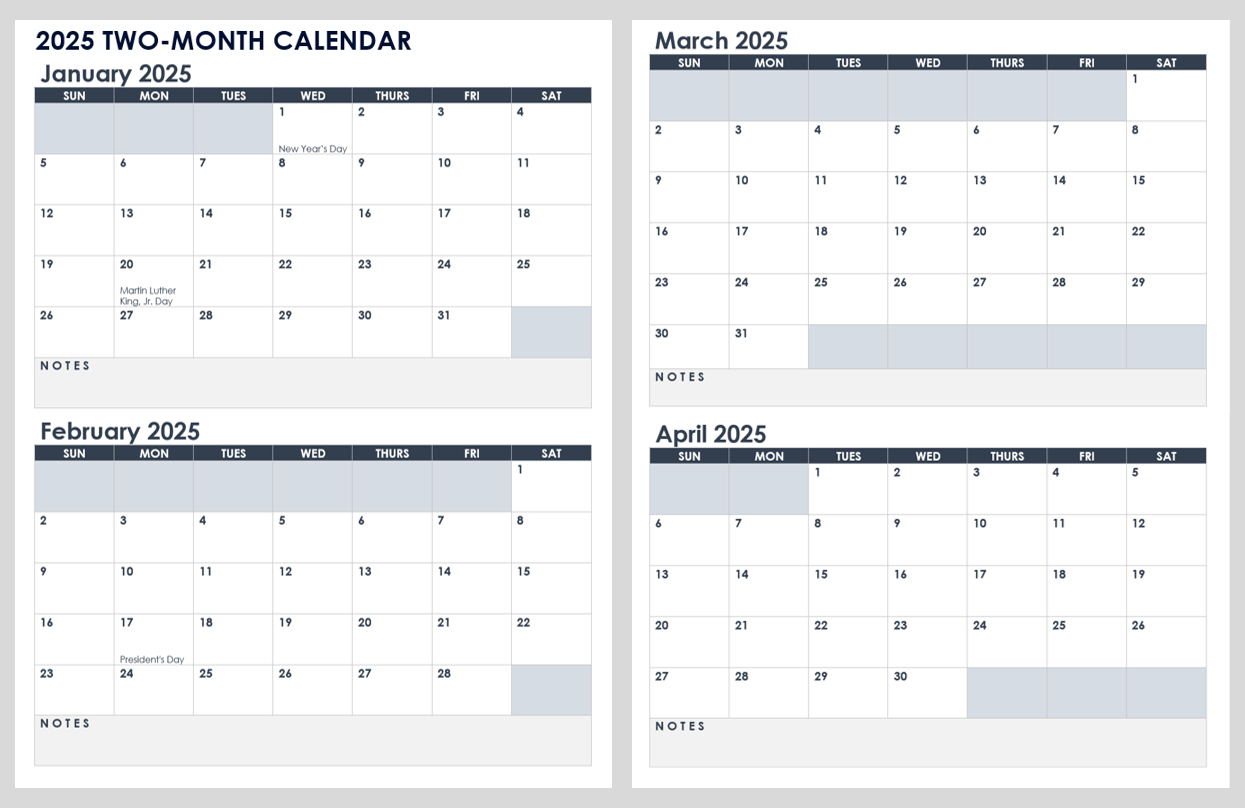 2025 Printable Blank Monthly Calendar