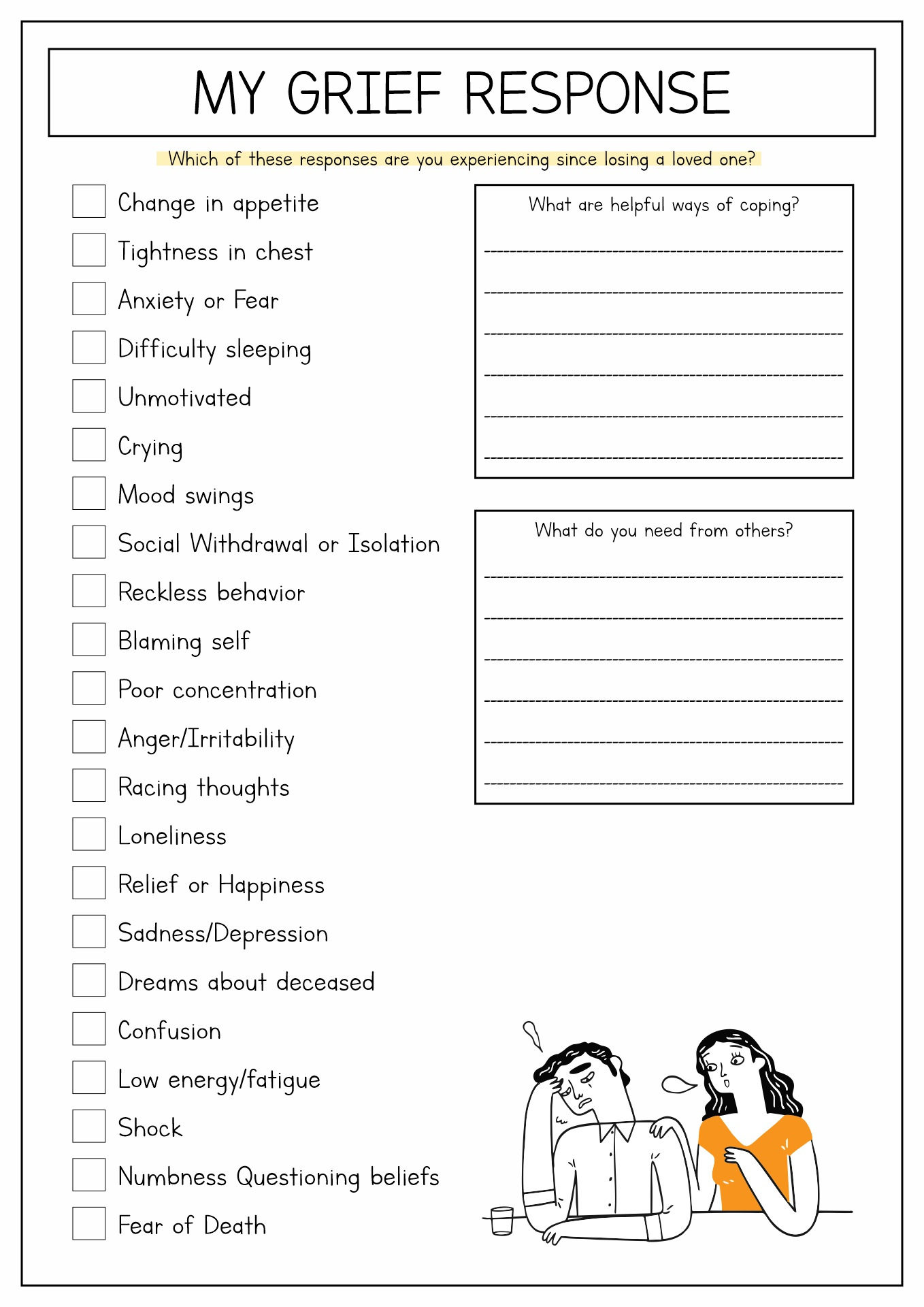 Printable Grief Worksheets