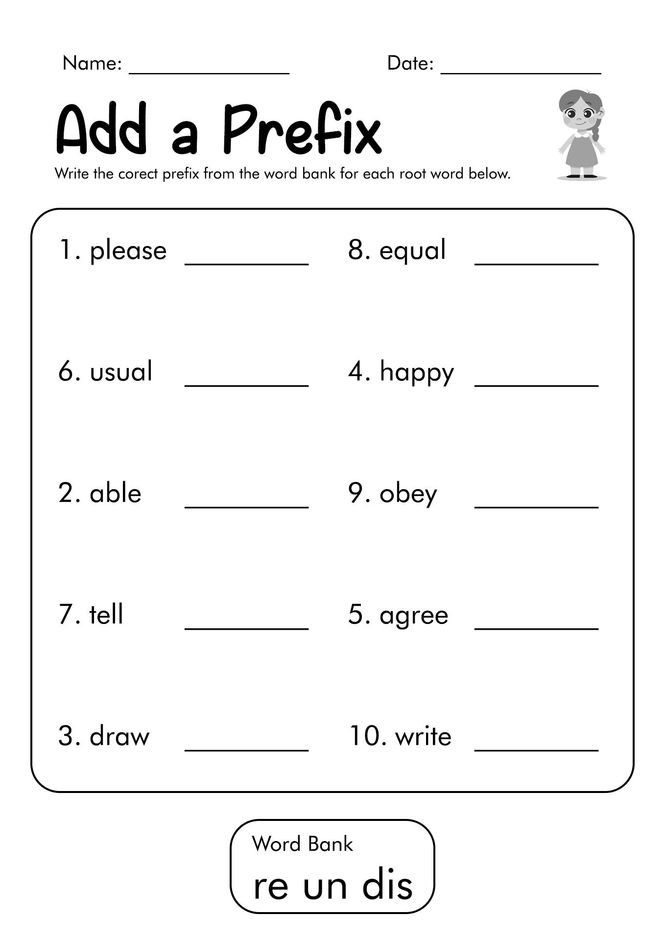 Free Printable Prefix Worksheets