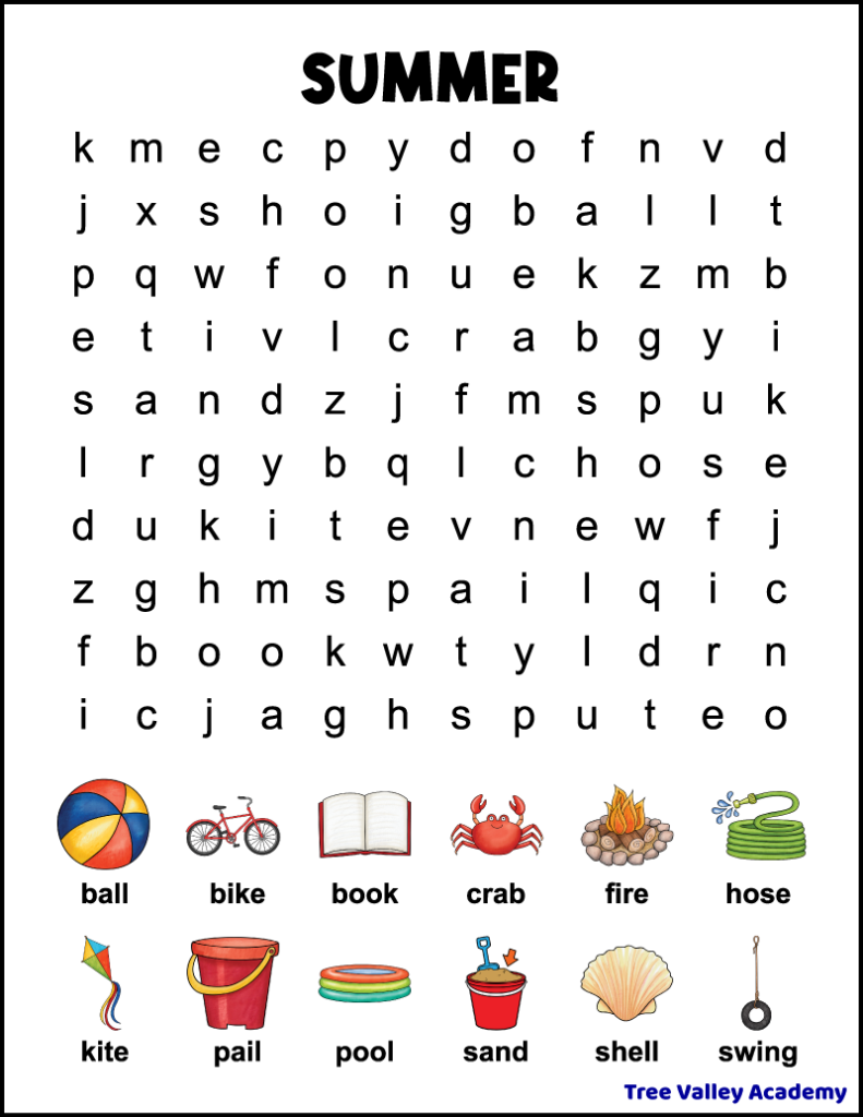 Crossword Puzzles For First Graders Printable