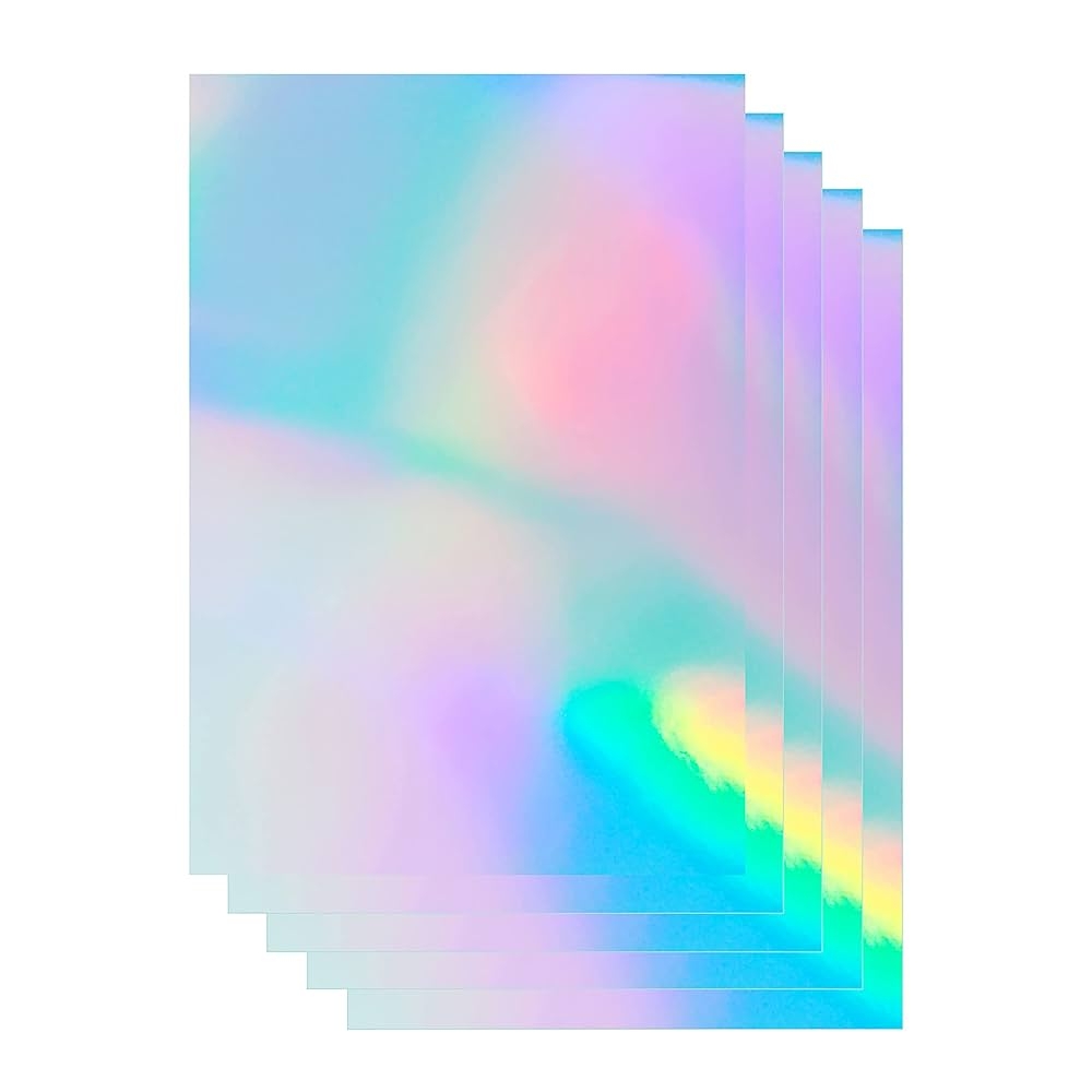 20 Sheets Holographic Sticker Paper A4 Size 21 X 29 7 Cm Printable Vinyl Sticker Paper Rainbow Vinyl Sticker Paper Dries Fast For Inkjet Laser Printers Amazon de Stationery Office Supplies