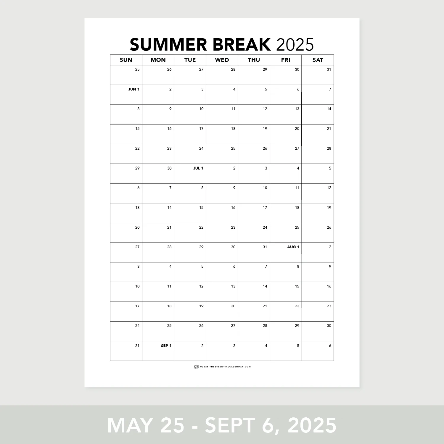 Blank Calendar Printable 2026 And 2025