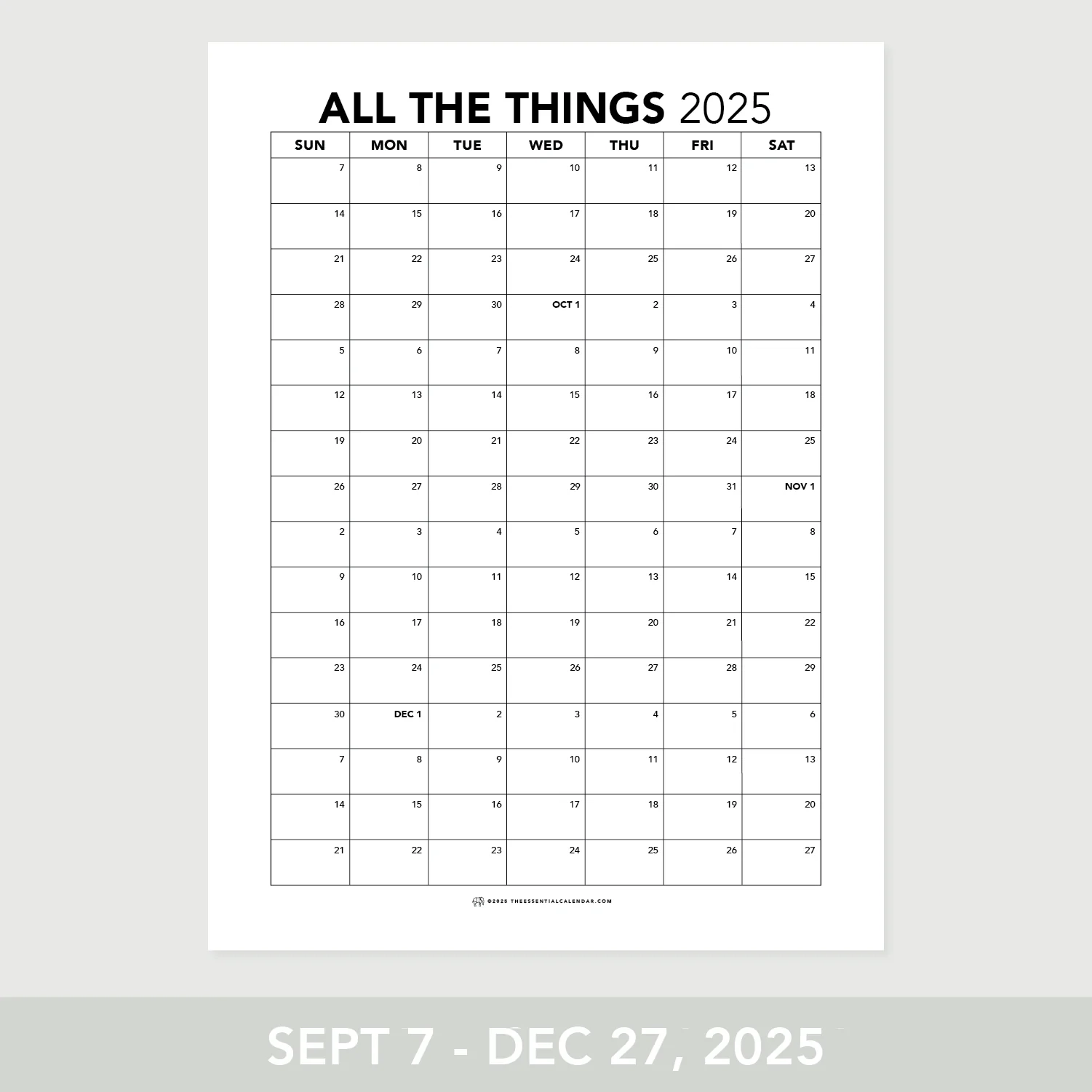 Blank 2025 And 2026 Calendar Printable