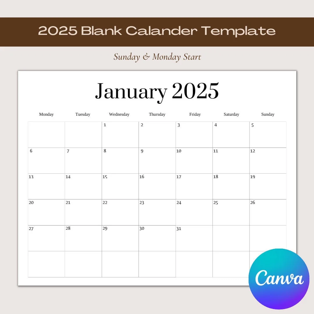 Free Printable Blank Calendar Template 2025