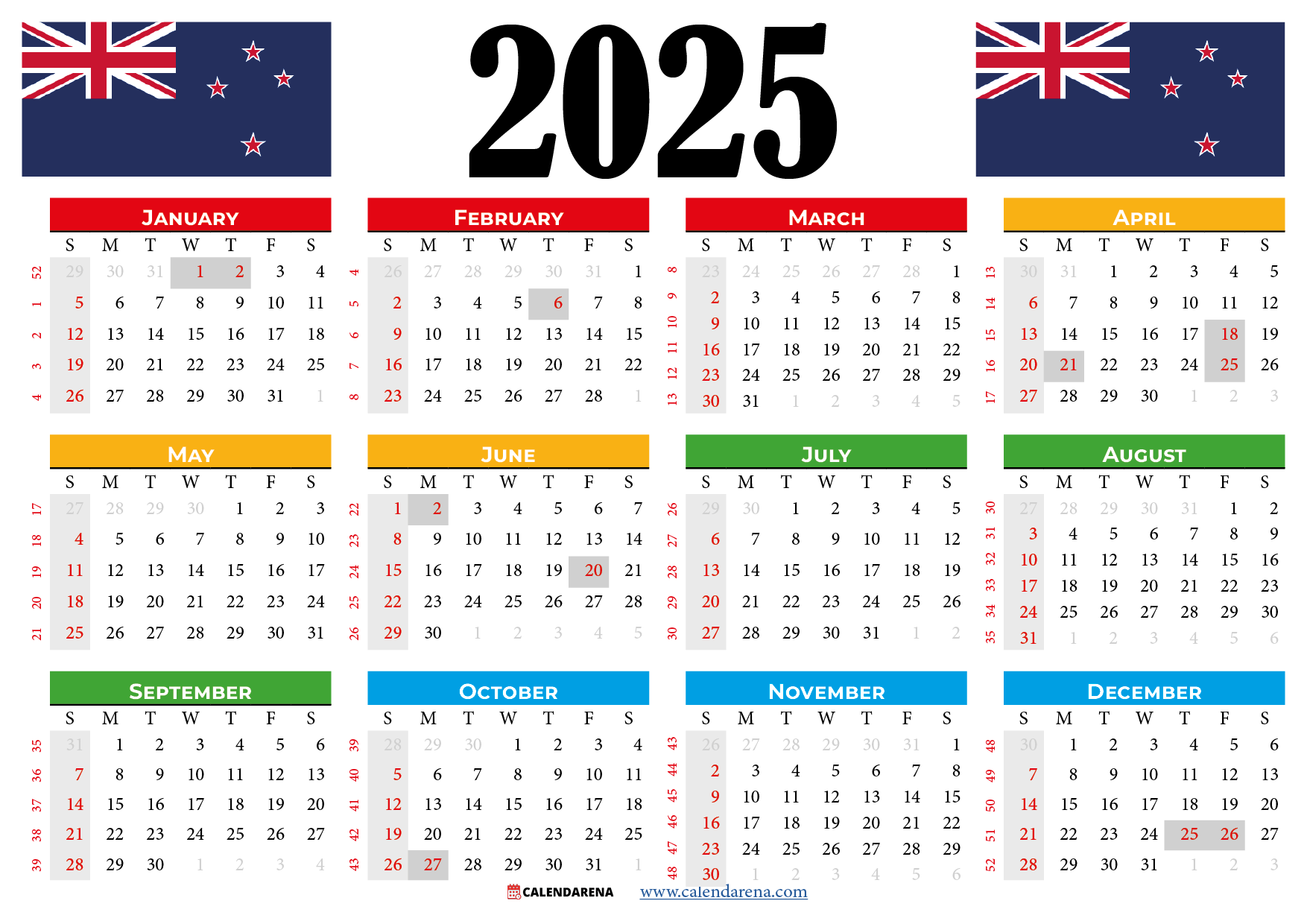2025 Printable Calendar By Month Nz