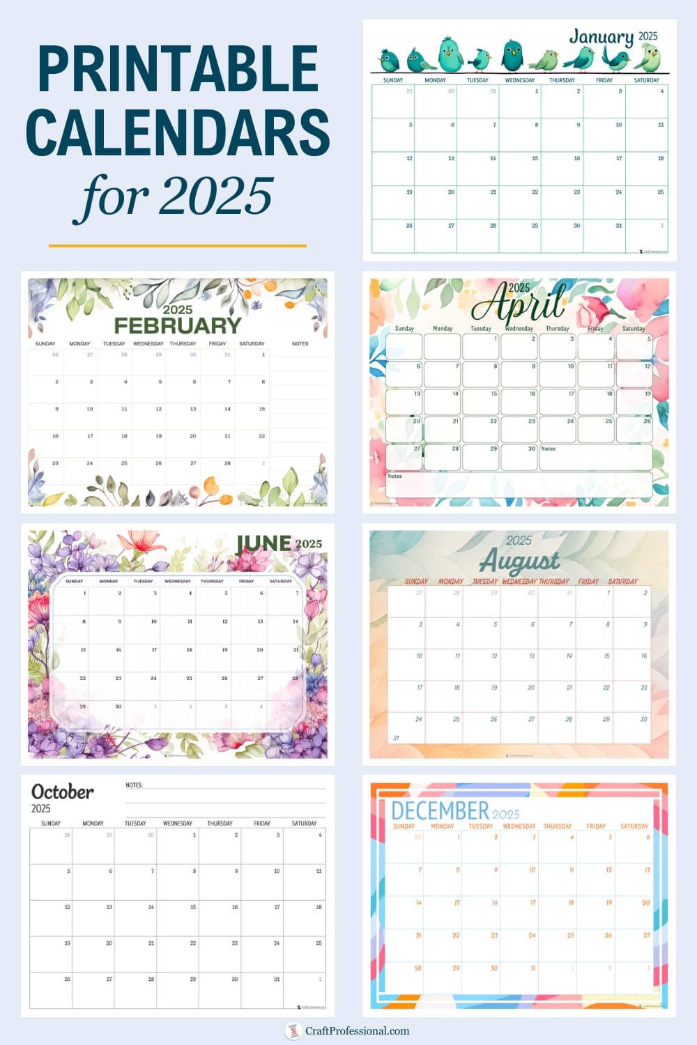 Blank 2025 Calendar Printable Free All Months