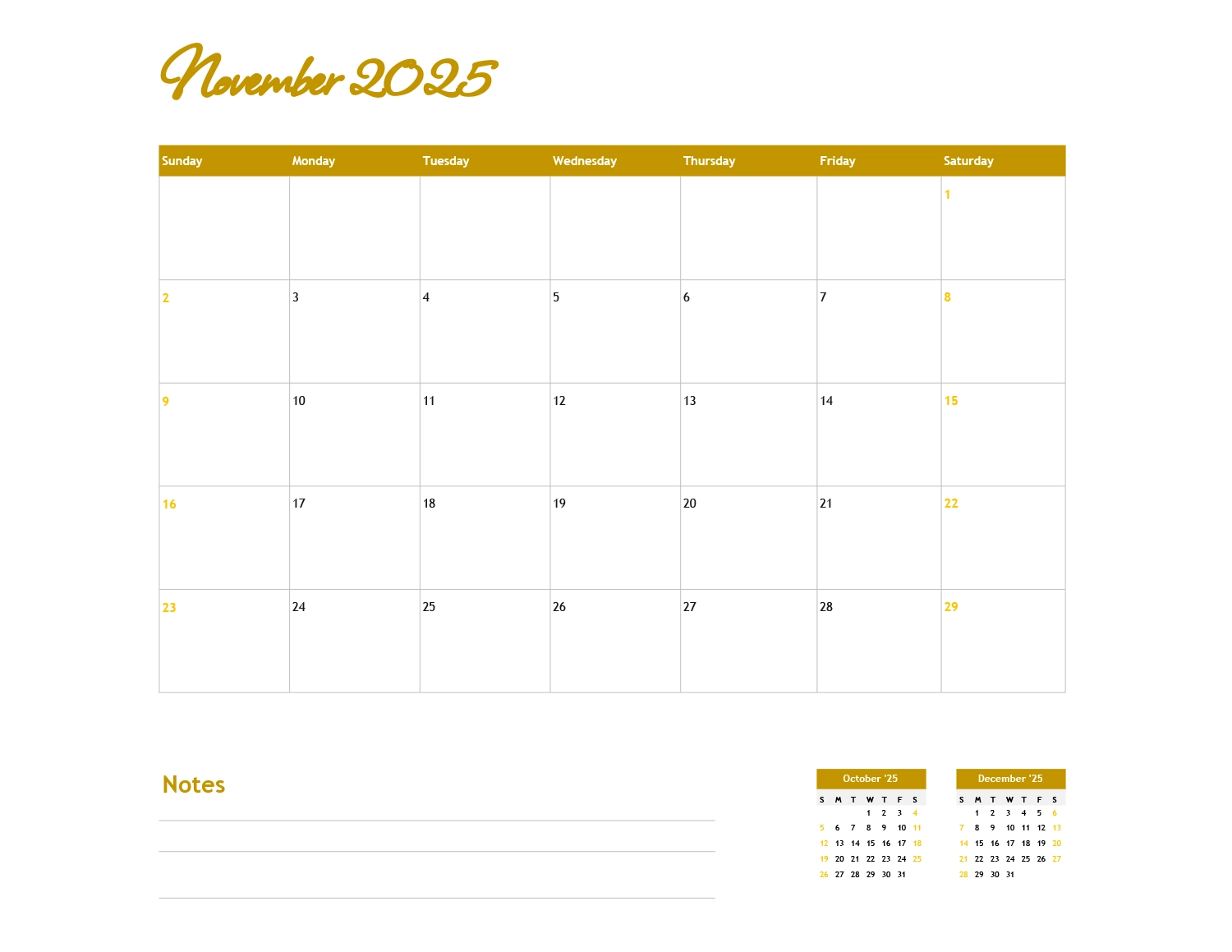Blank Editable Printable Calendar 2025