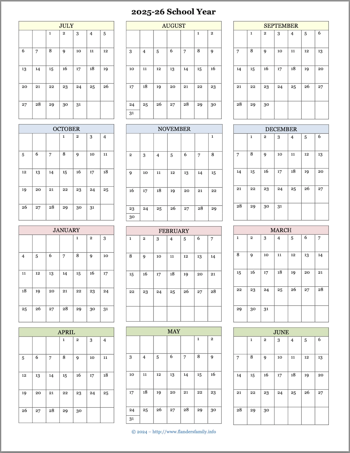 2025 Calendars Flanders Family Home Life