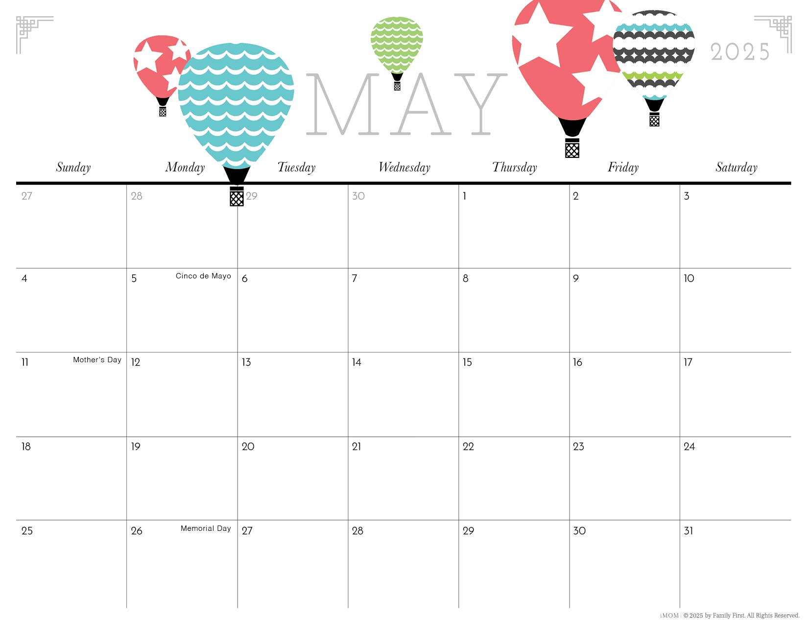 Printable Blank Summer Calendar 2025