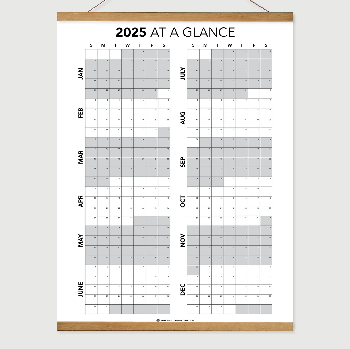 2025 Jan Dec At A Glance Sunday start 