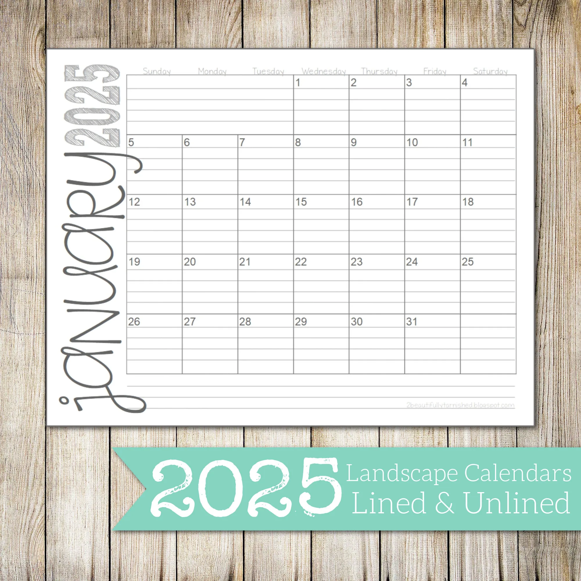 Blank Calendar 2025 With Lines Printable Free