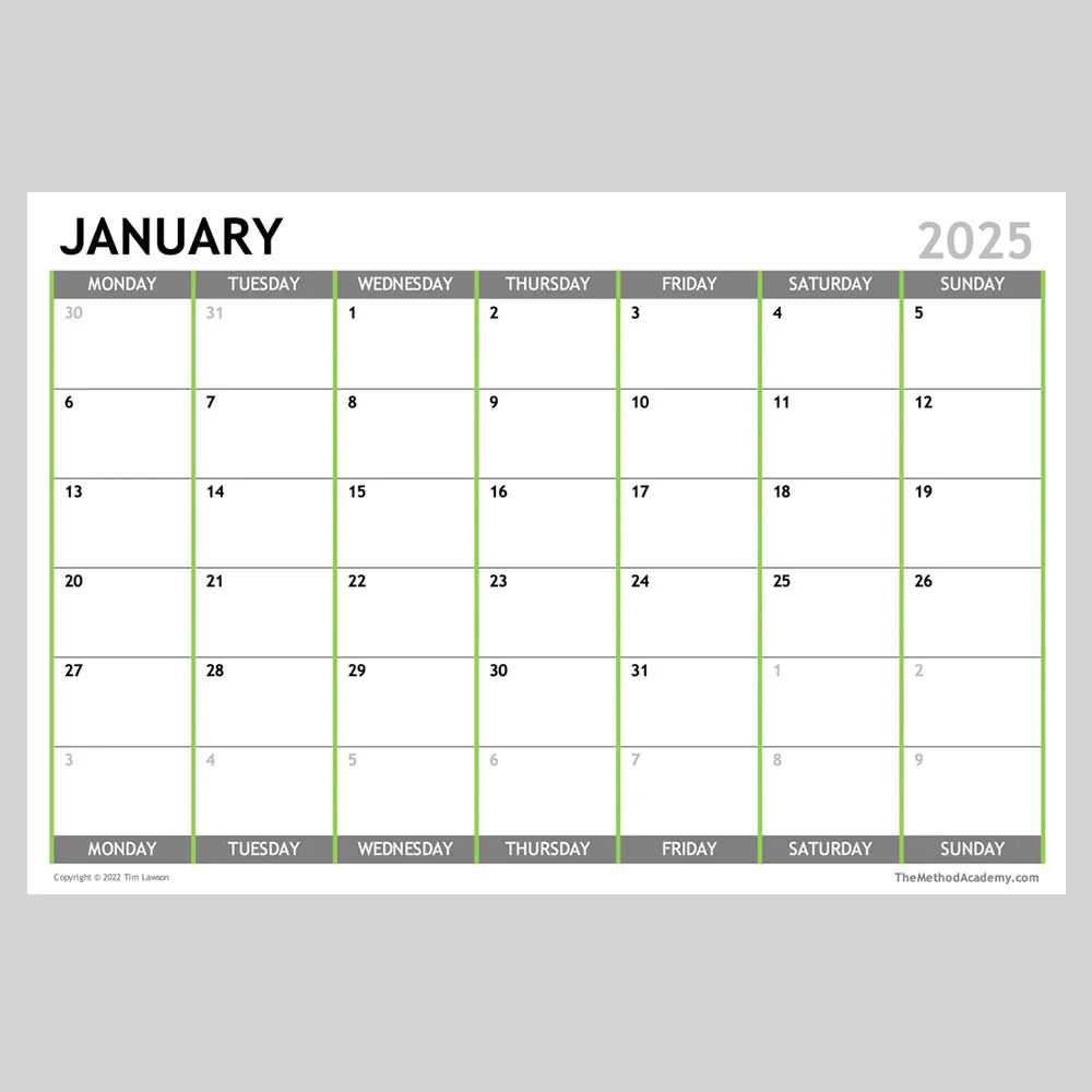 2025 Monthly Calendar Planner Download A4 Or A3 12 Pages Infozio