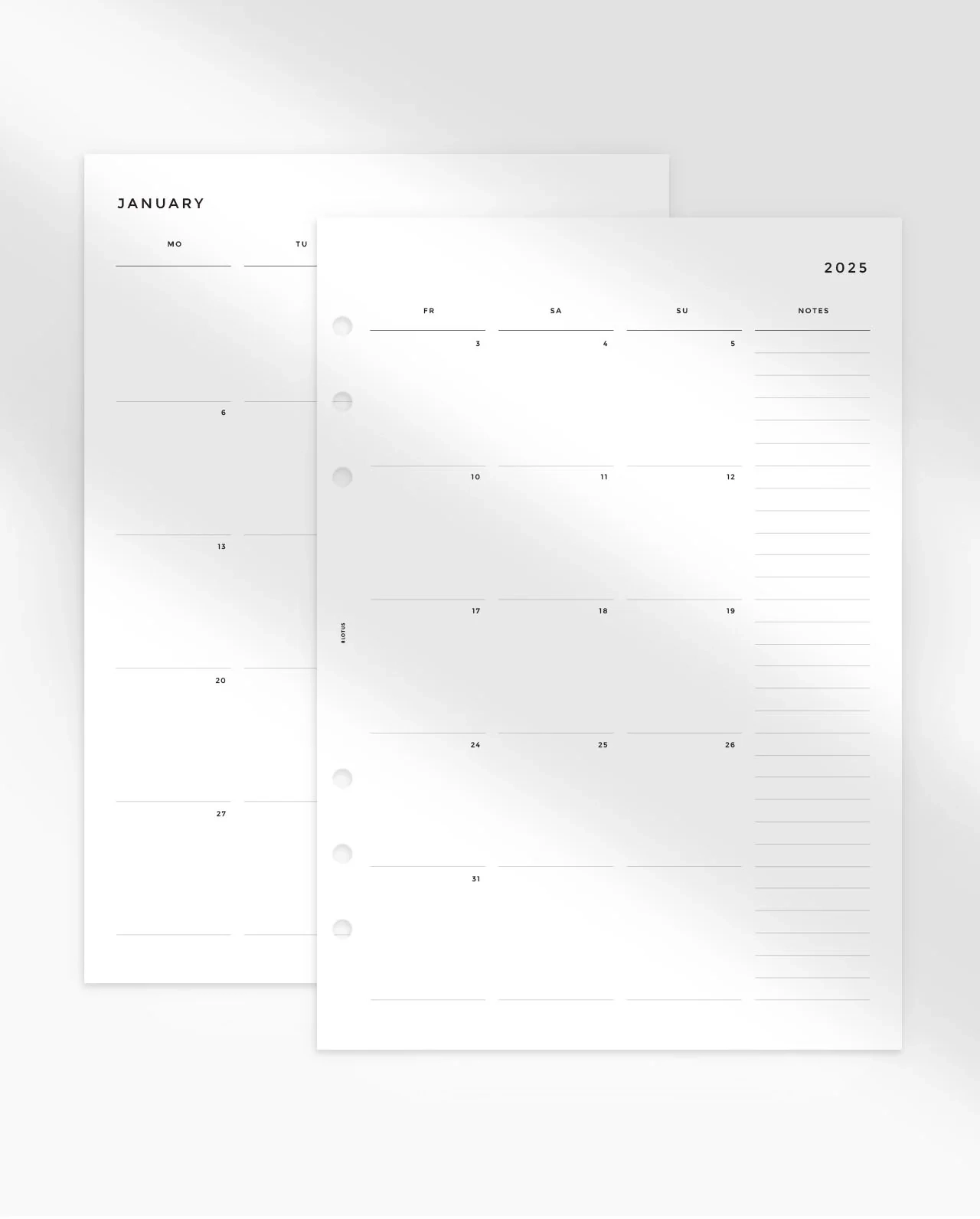 2025 Monthly Calendar Planner Insert 8LOTUS