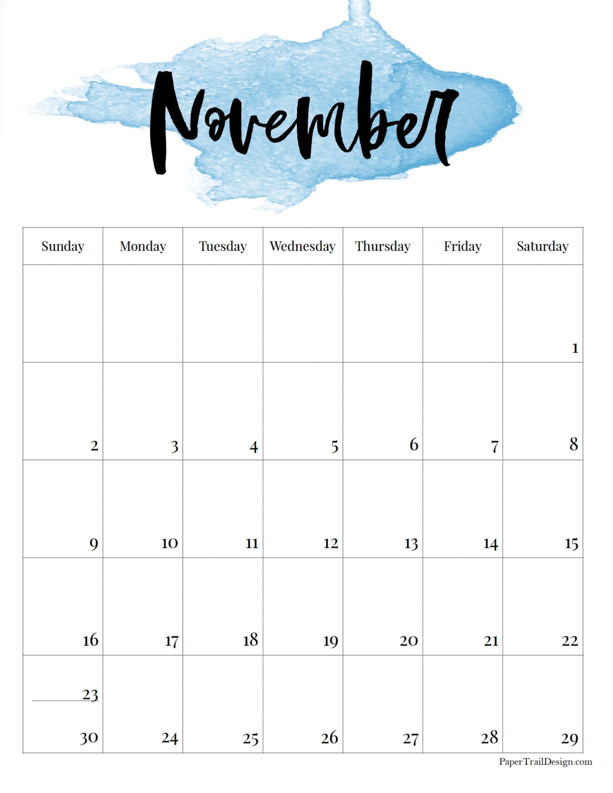 2025 Printable Calendar Watercolor Paper Trail Design
