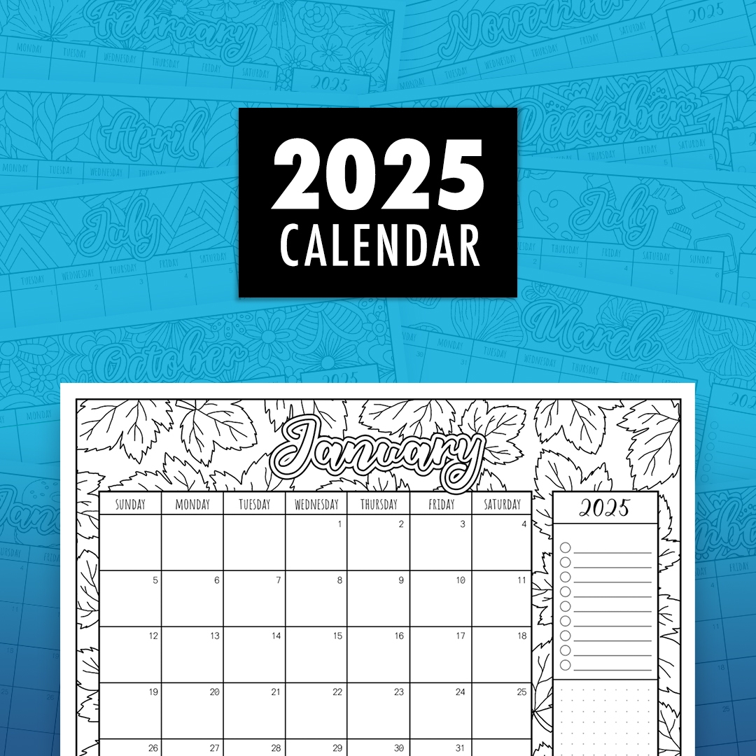 2025 Blank Monthly Calendar With Holidays