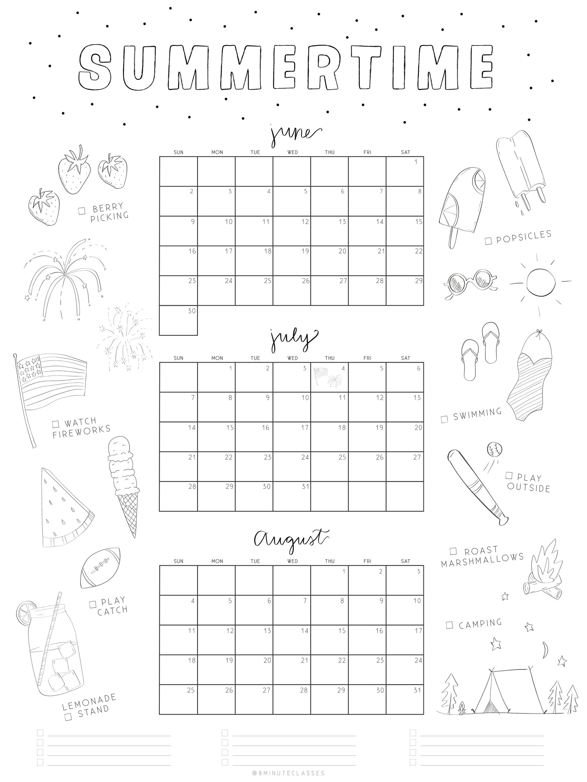 Printable Blank Calendar Summer 2025