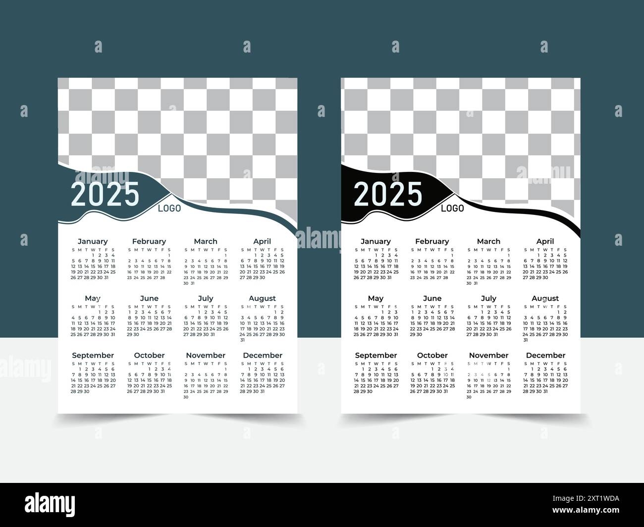 2025 Year Wall Calendar Design With Monthly Event Printable Calendars Template For Business Agency Stock Vector Image Art Alamy