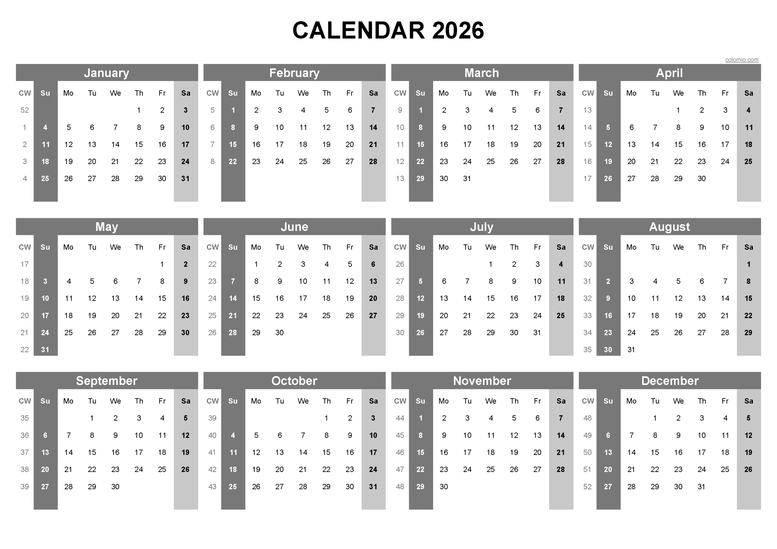 Printable Pdf Calendar 2026