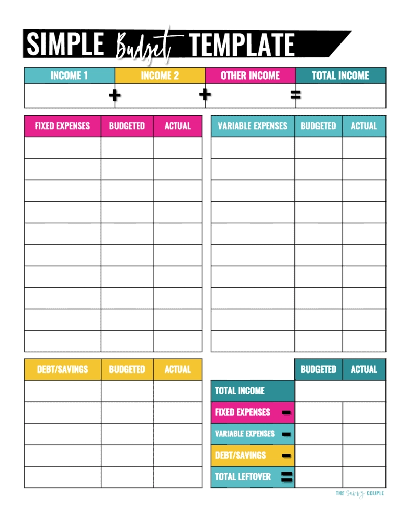 Free Printable Beginner Simple Budget Worksheet
