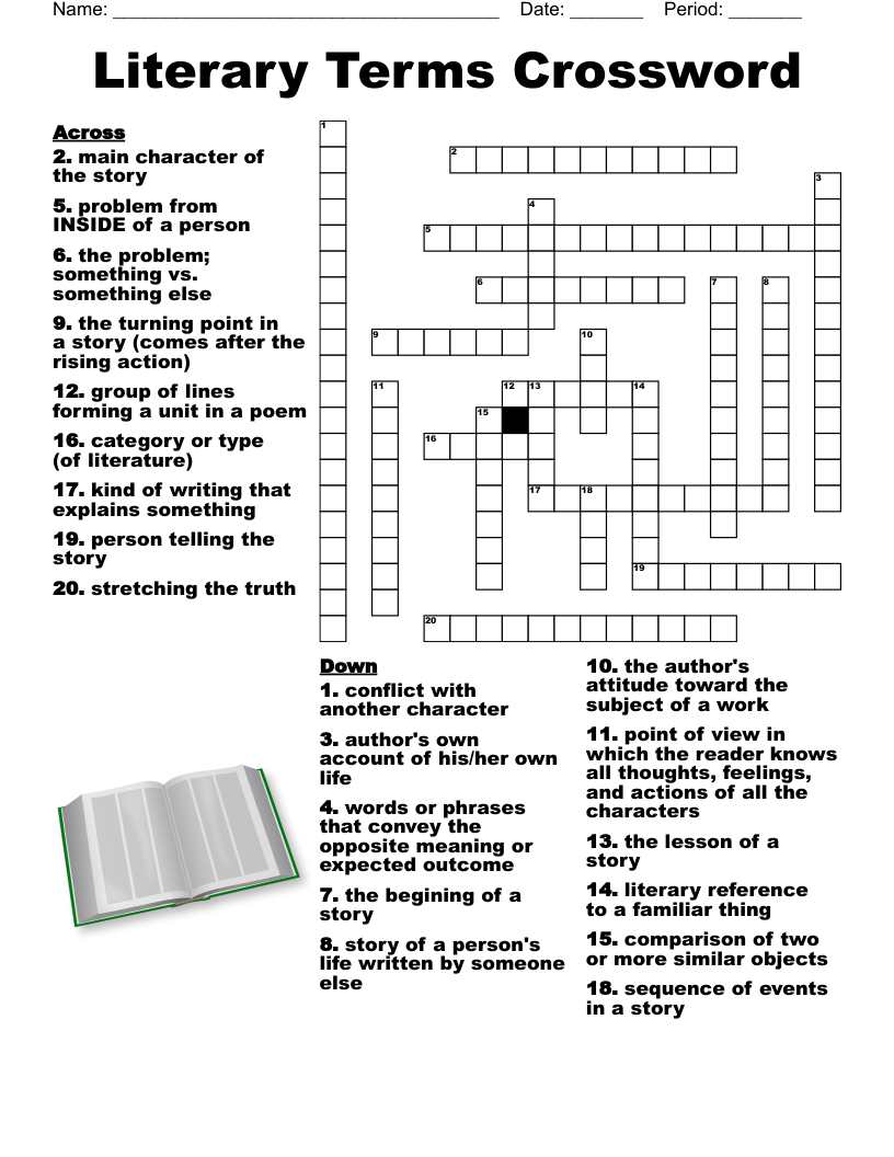 Printable Literature Crossword Puzzles