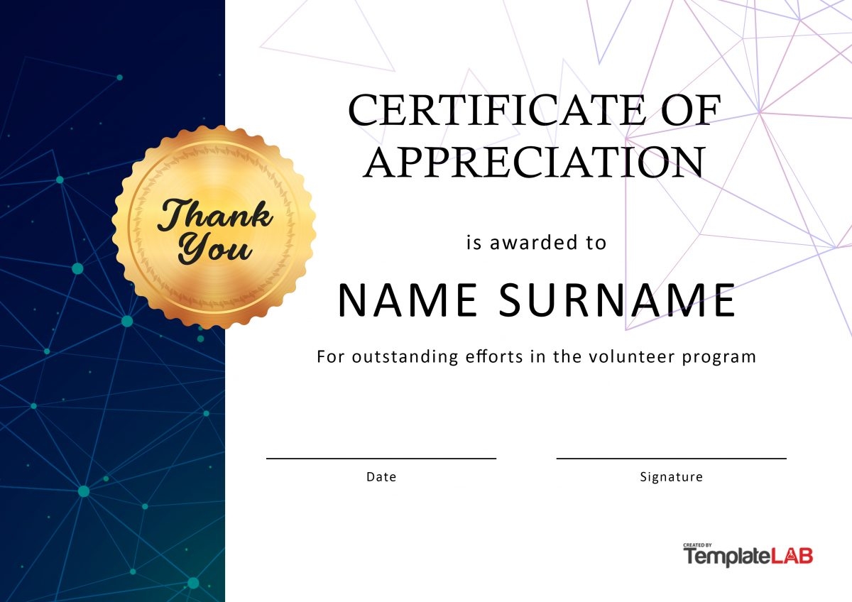 Printable Appreciation Certificate Templates