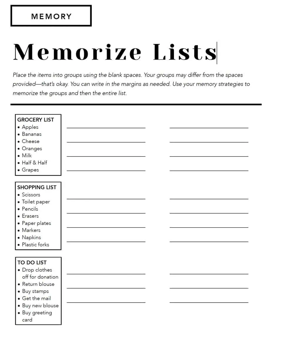 Free Printable Cognitive Worksheets For Adults