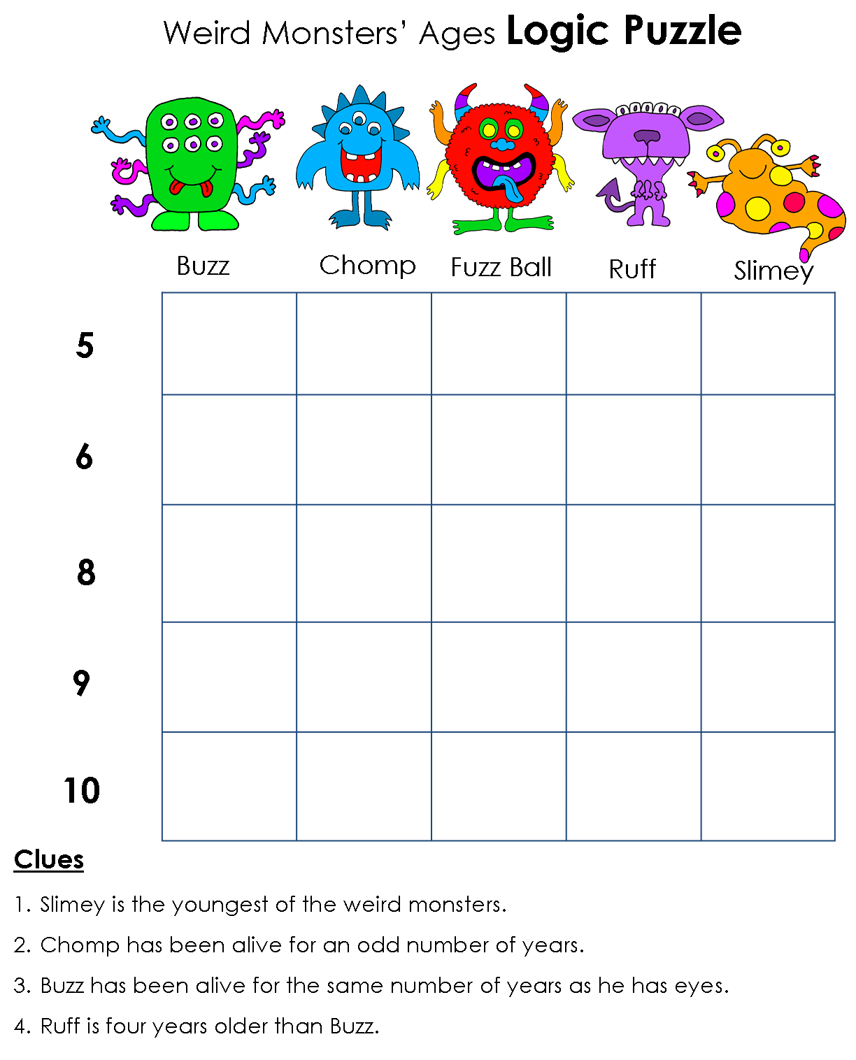 Simple Logic Puzzles Printable