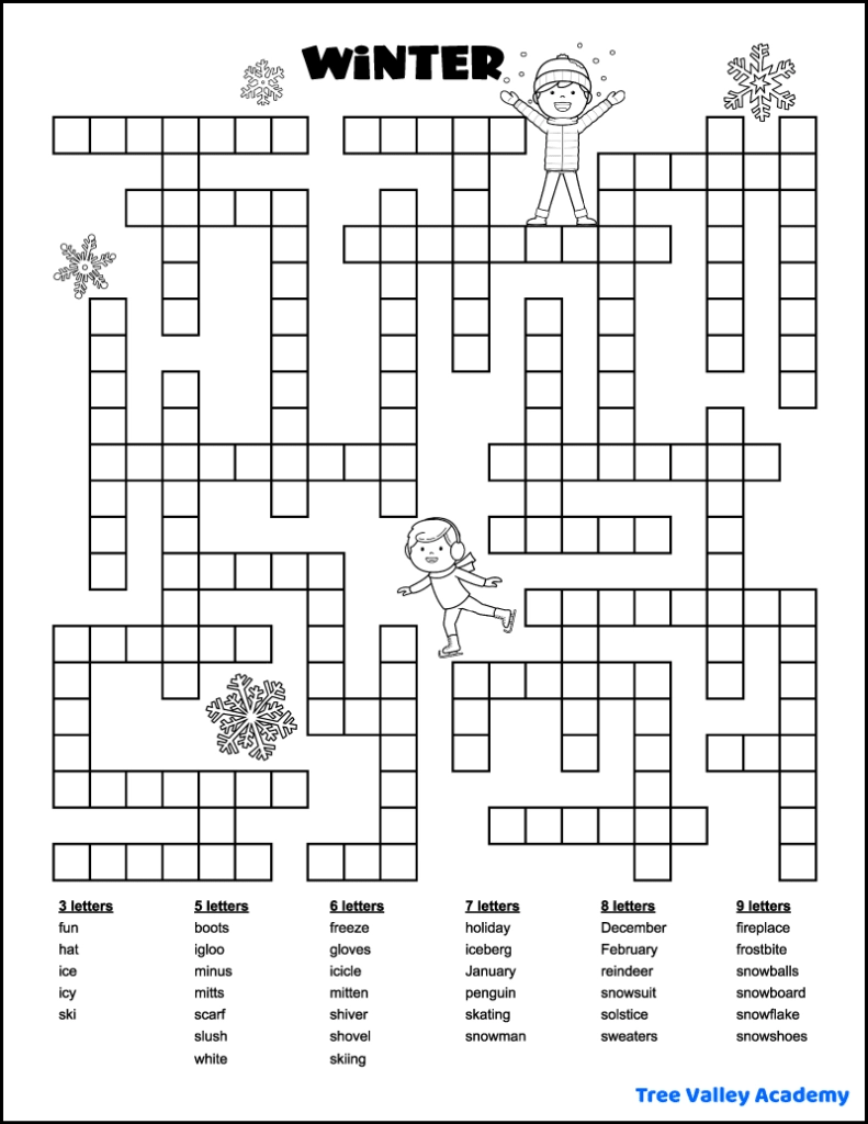 Free Printable Winter Crossword Puzzles