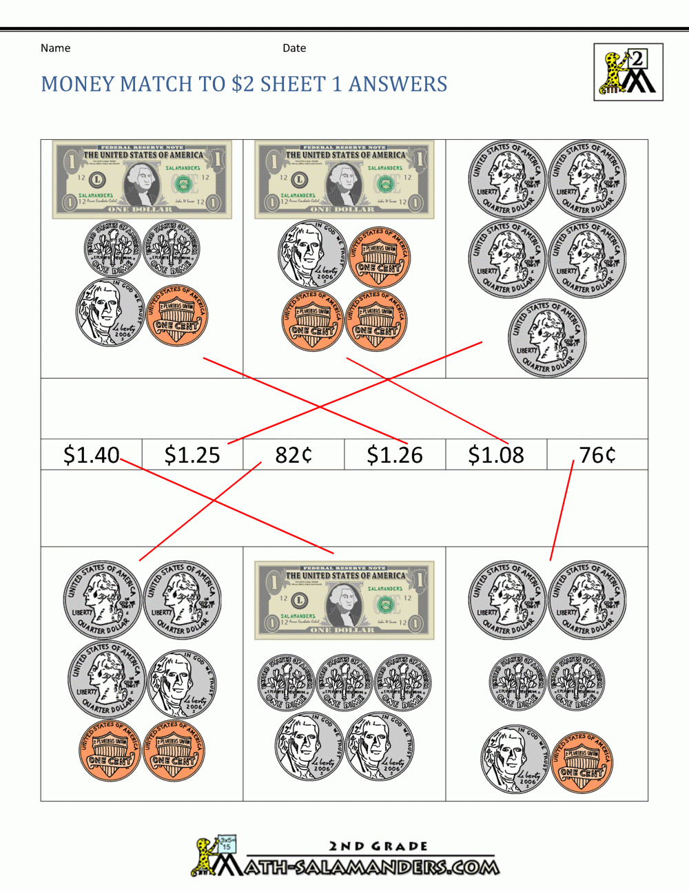 Free Printable Money Worksheets 2nd Grade
