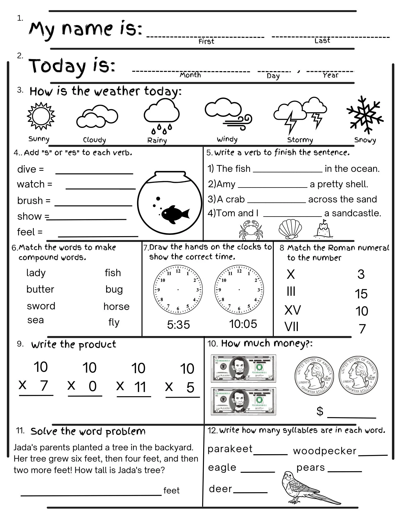 Printable 2nd Grade Worksheets