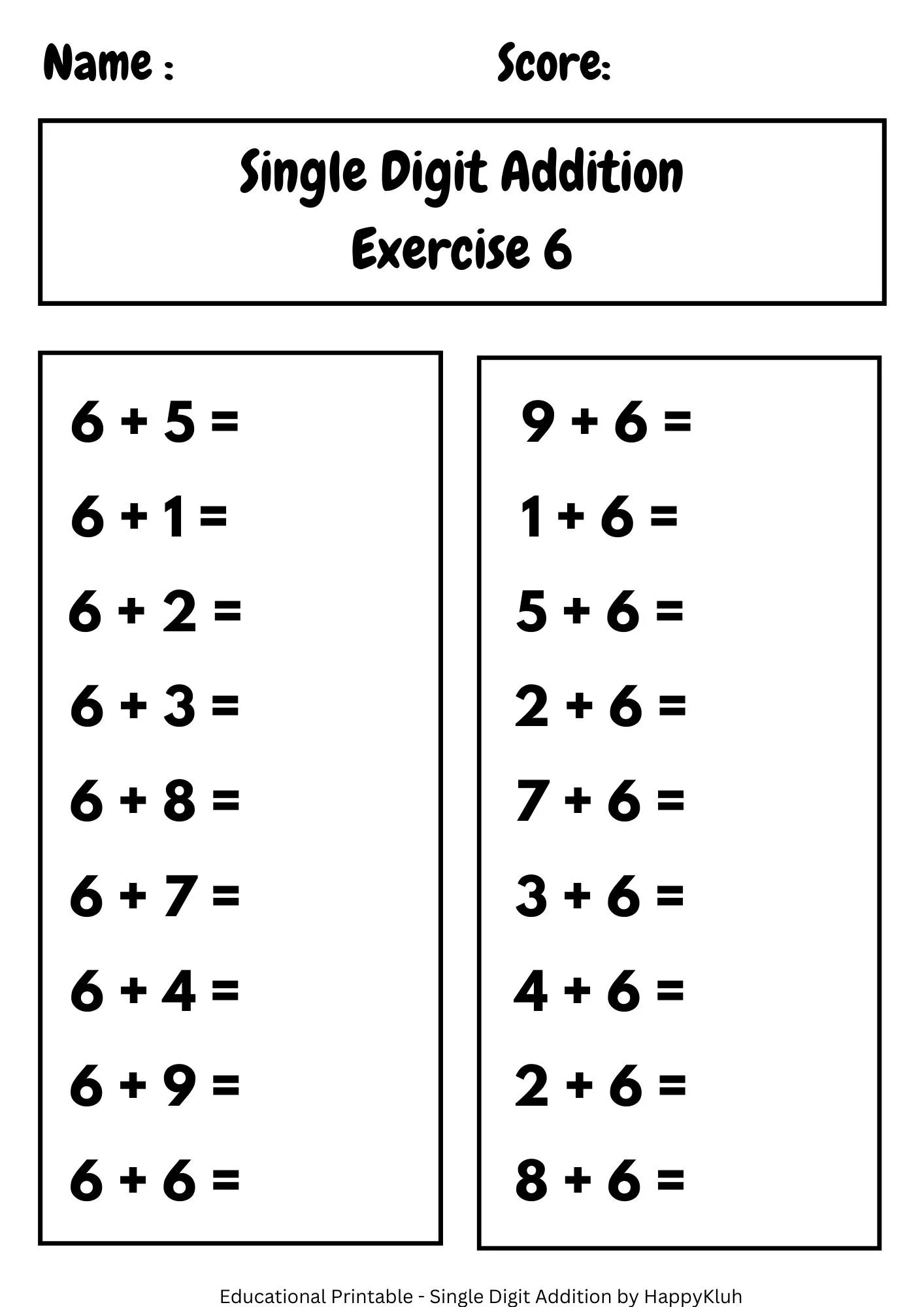 30 Printable Single Digit Addition Worksheets Preschool 2nd Grade 