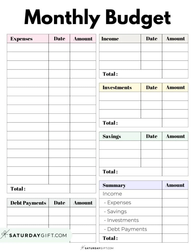 Free Printable Monthly Budgeting Worksheets