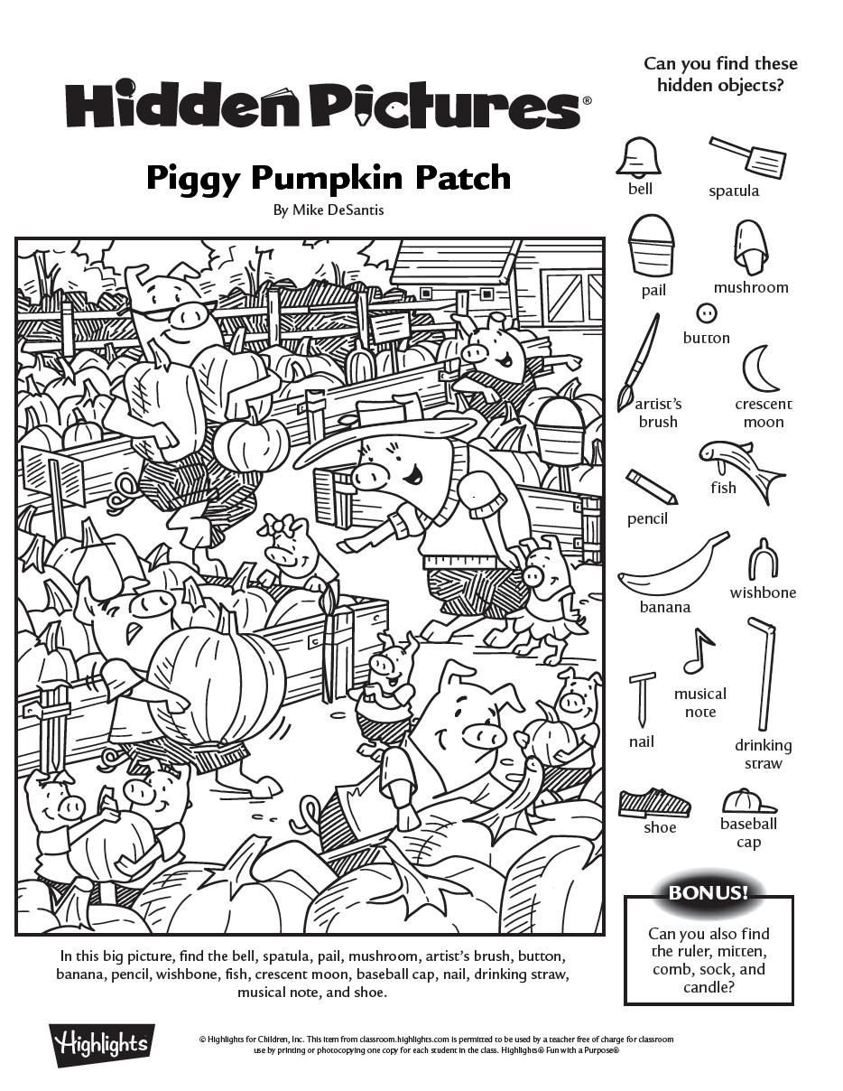 Hidden Objects Printable Puzzles