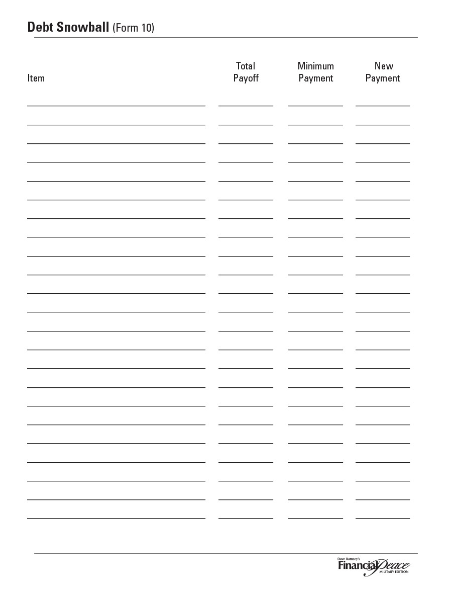 Debt Snowball Worksheet Free Printable