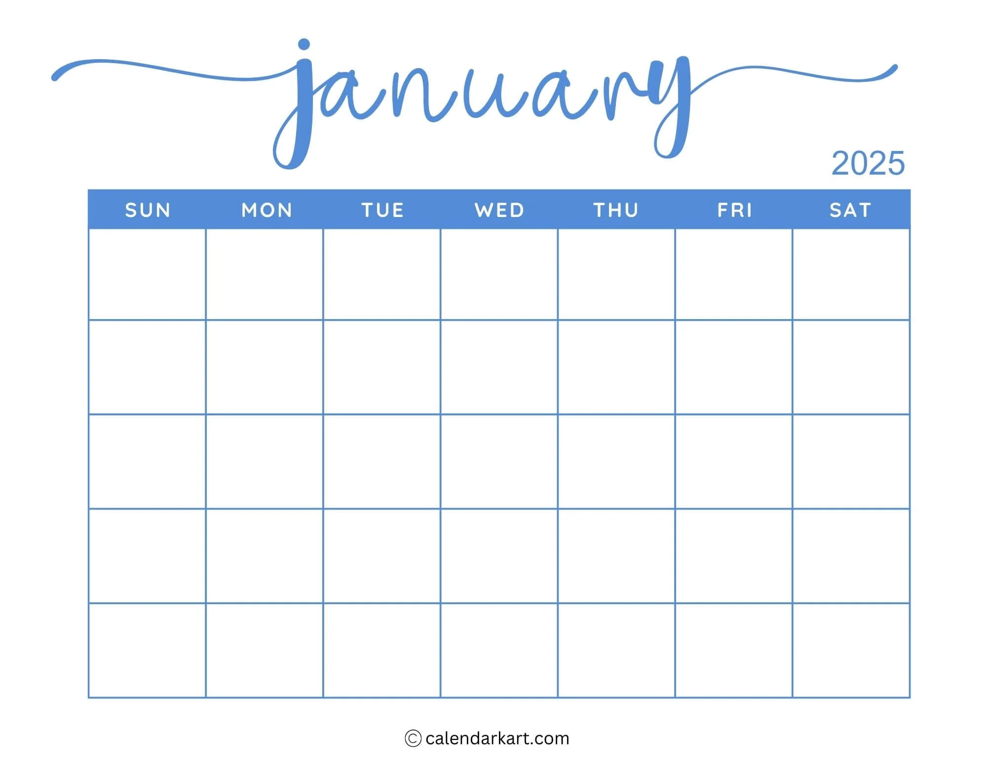 2025 Blank Calendar Printable Free