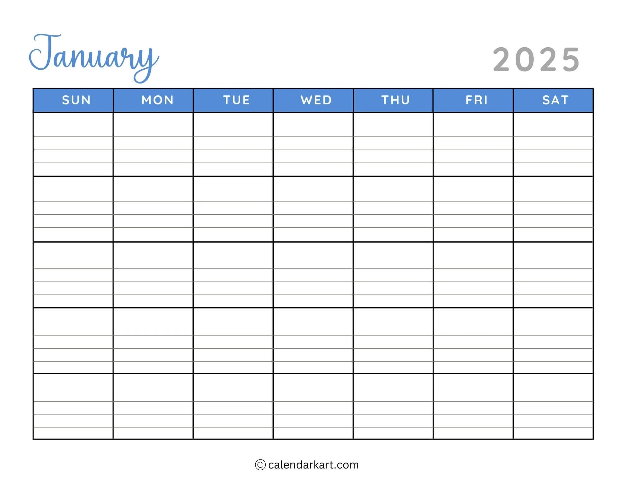 40 Printable January 2025 Calendars Free Pdf Calendarkart