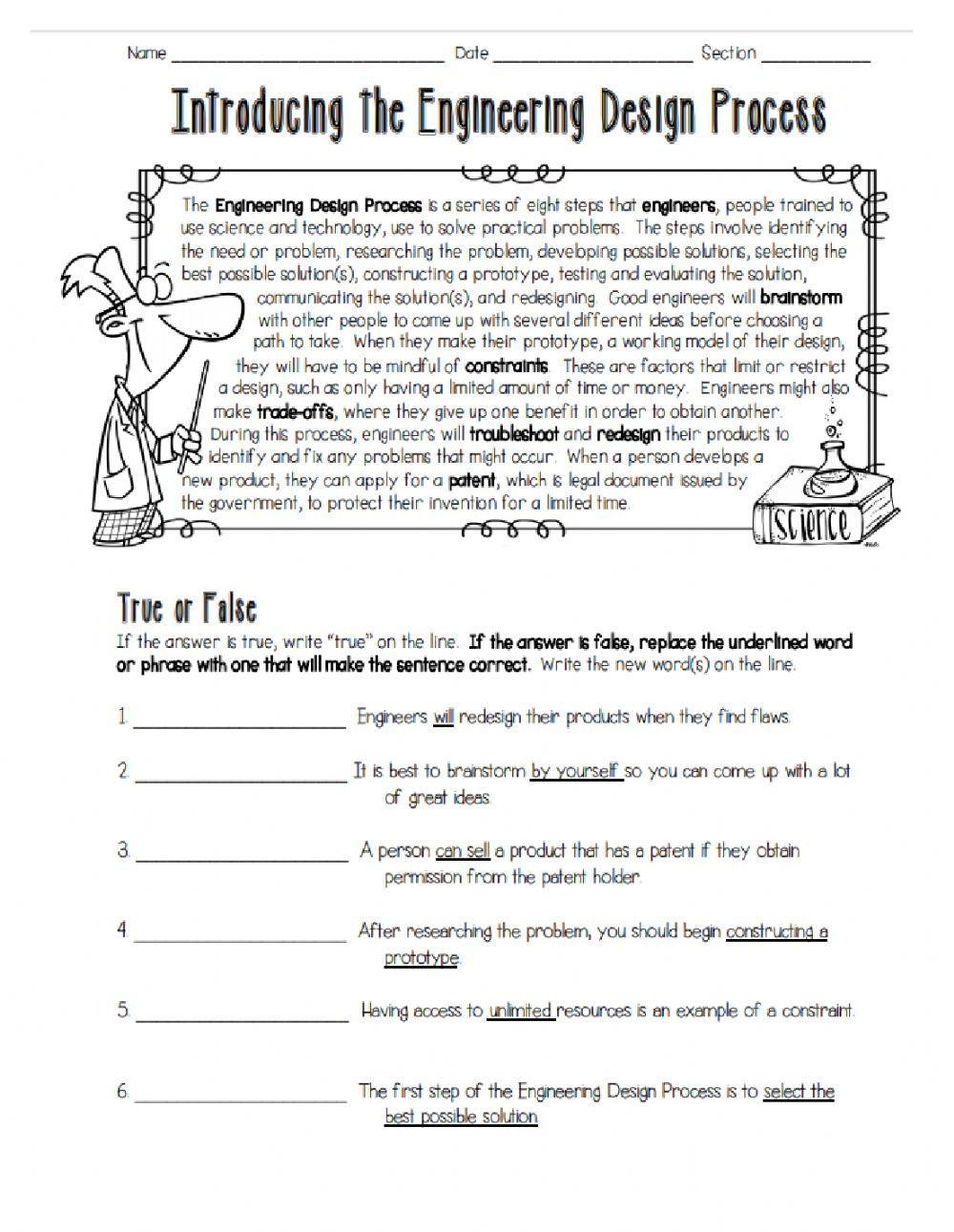 Printable Engineering Design Process Worksheet