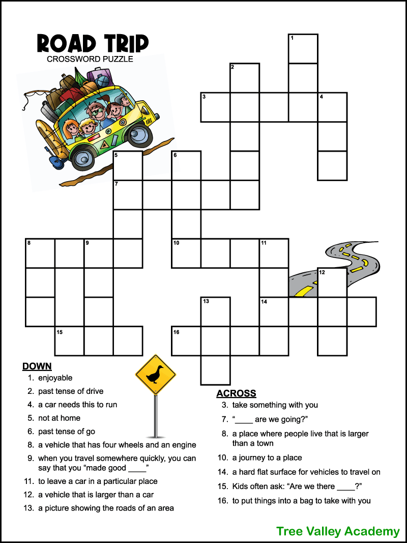 46 Crossword Puzzles For Kids Page 3 Of 4 Tree Valley Academy