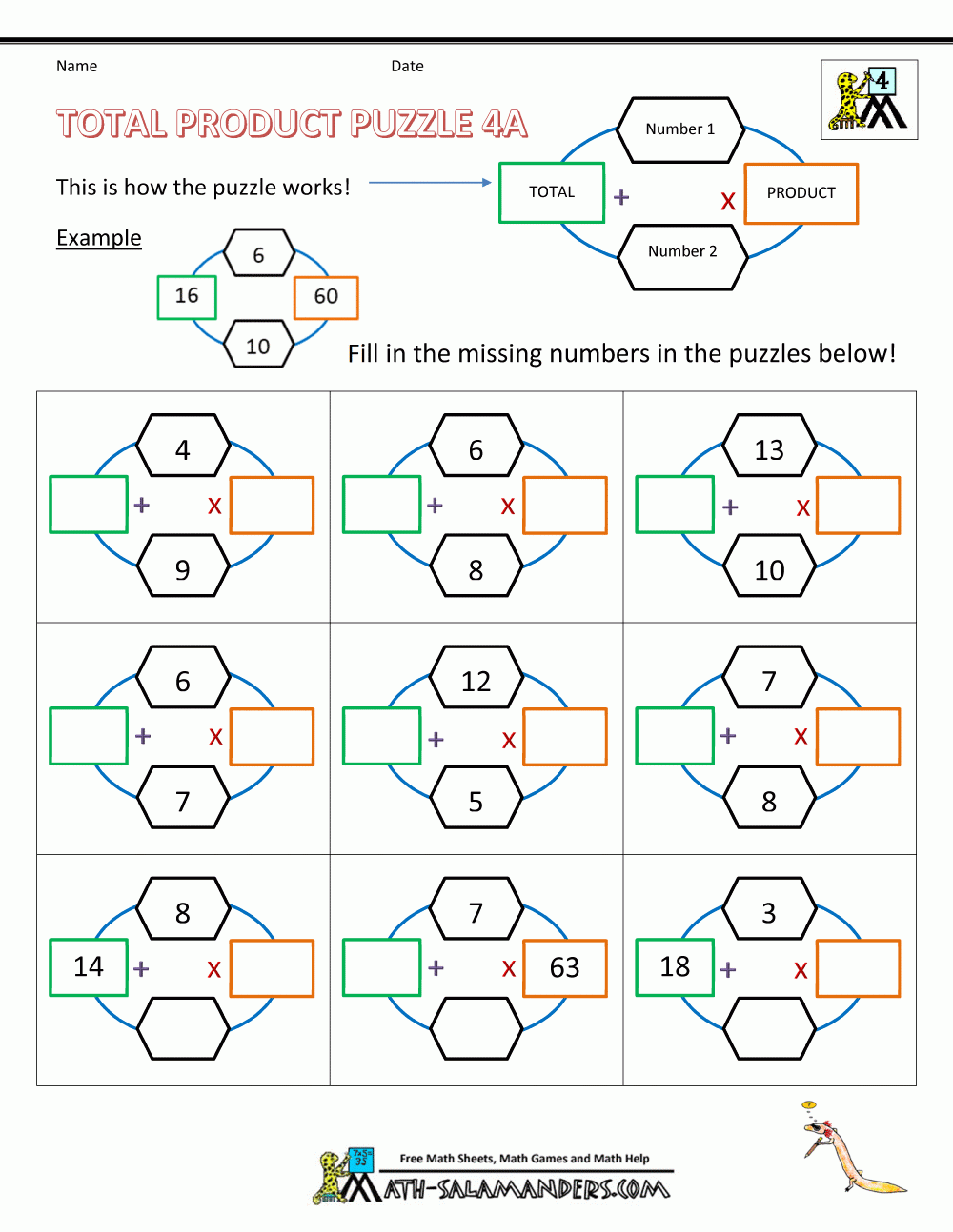 Math Puzzles Worksheets Printable