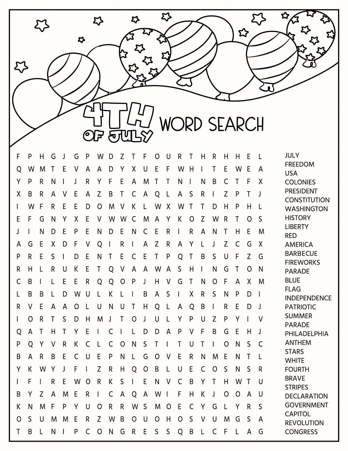 Fourth Of July Printable Worksheets
