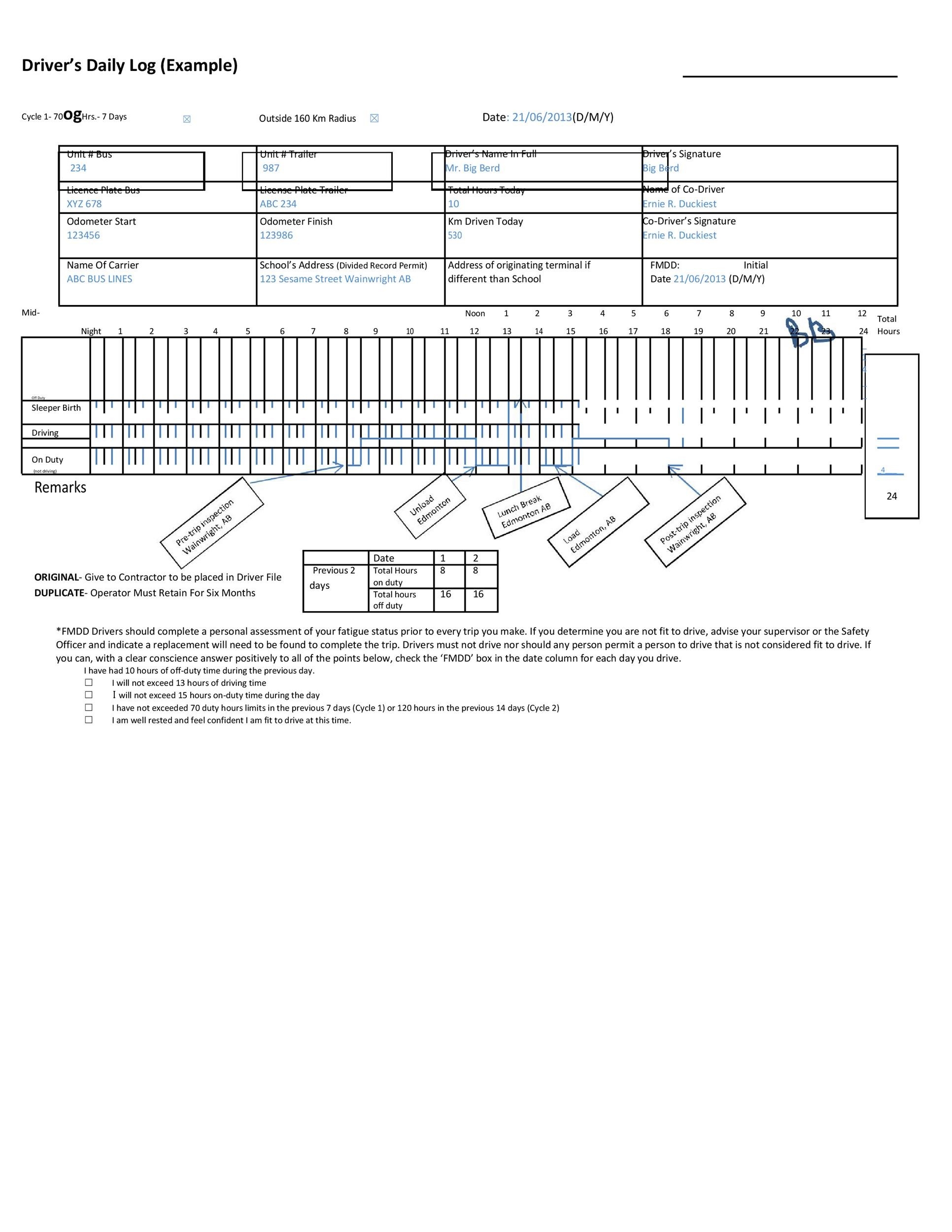 50 Printable Driver s Daily Log Books Templates amp Examples 