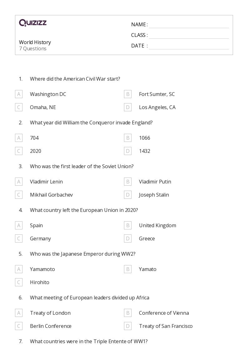 50 Social Studies Worksheets On Quizizz Free amp Printable